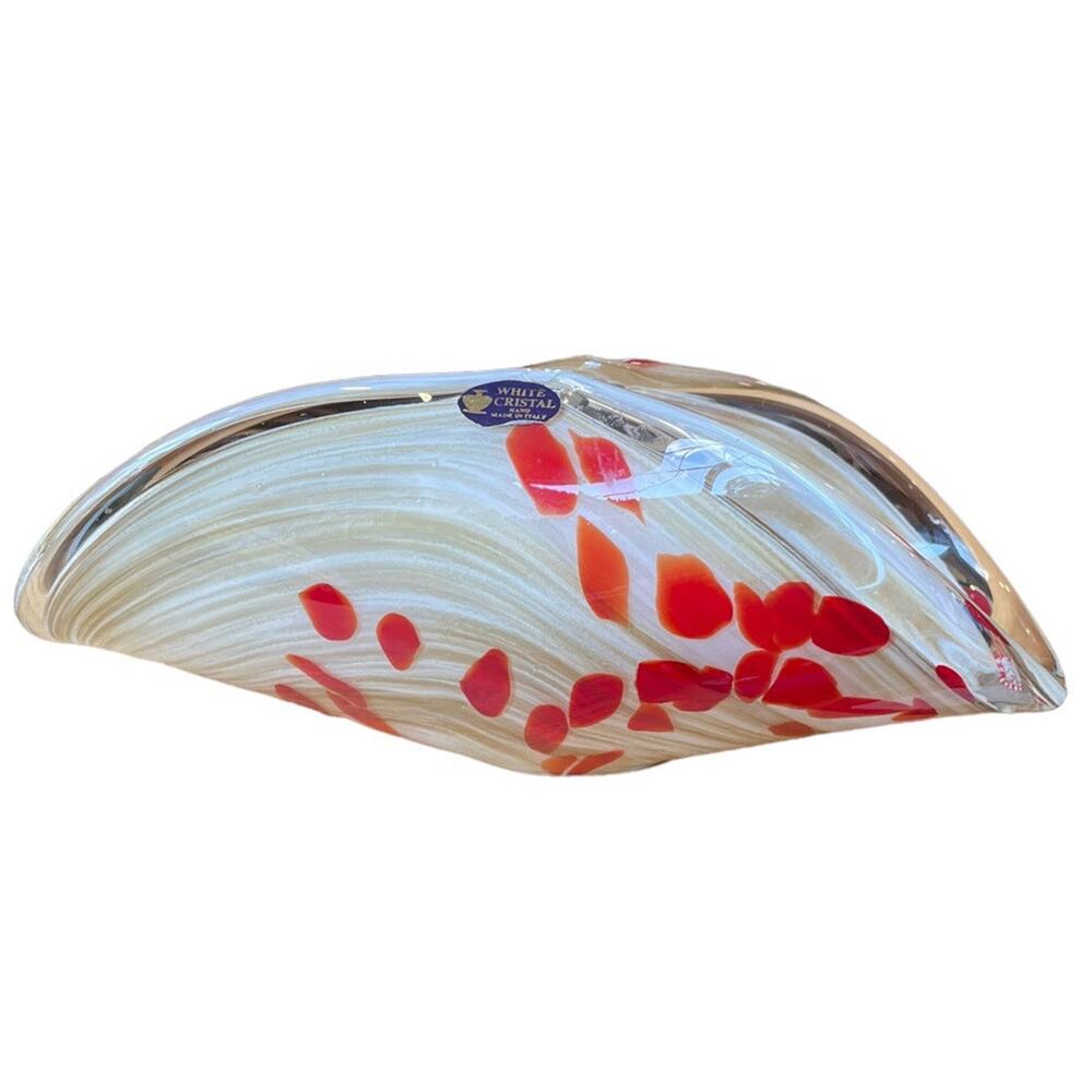Murano Folded Decorative Glass Dish Wrap Bowl Hand Made In Italy MCM Minimalist